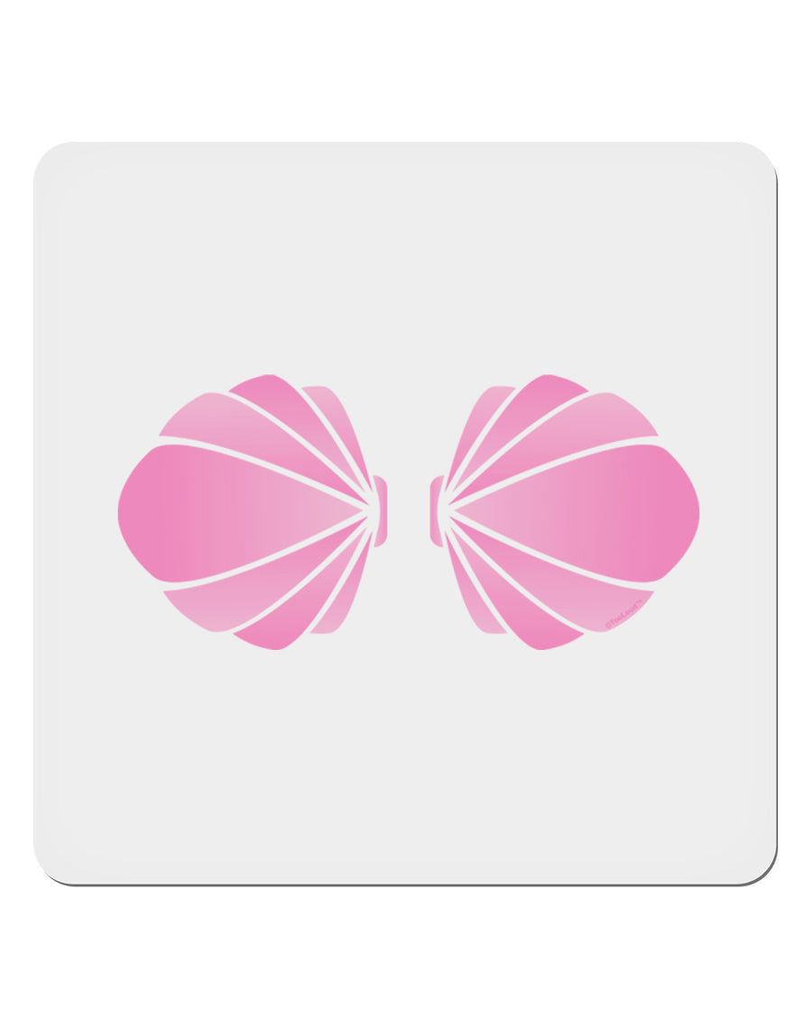 Easy Mermaid Costume Pink Shells - Halloween 4x4&#x22; Square Sticker 4 Pieces-Stickers-TooLoud-White-Davson Sales