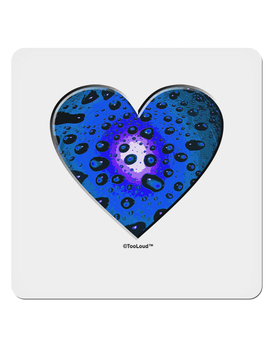 Water Droplet Heart Blue 4x4&#x22; Square Sticker 4 Pieces-Stickers-TooLoud-White-Davson Sales