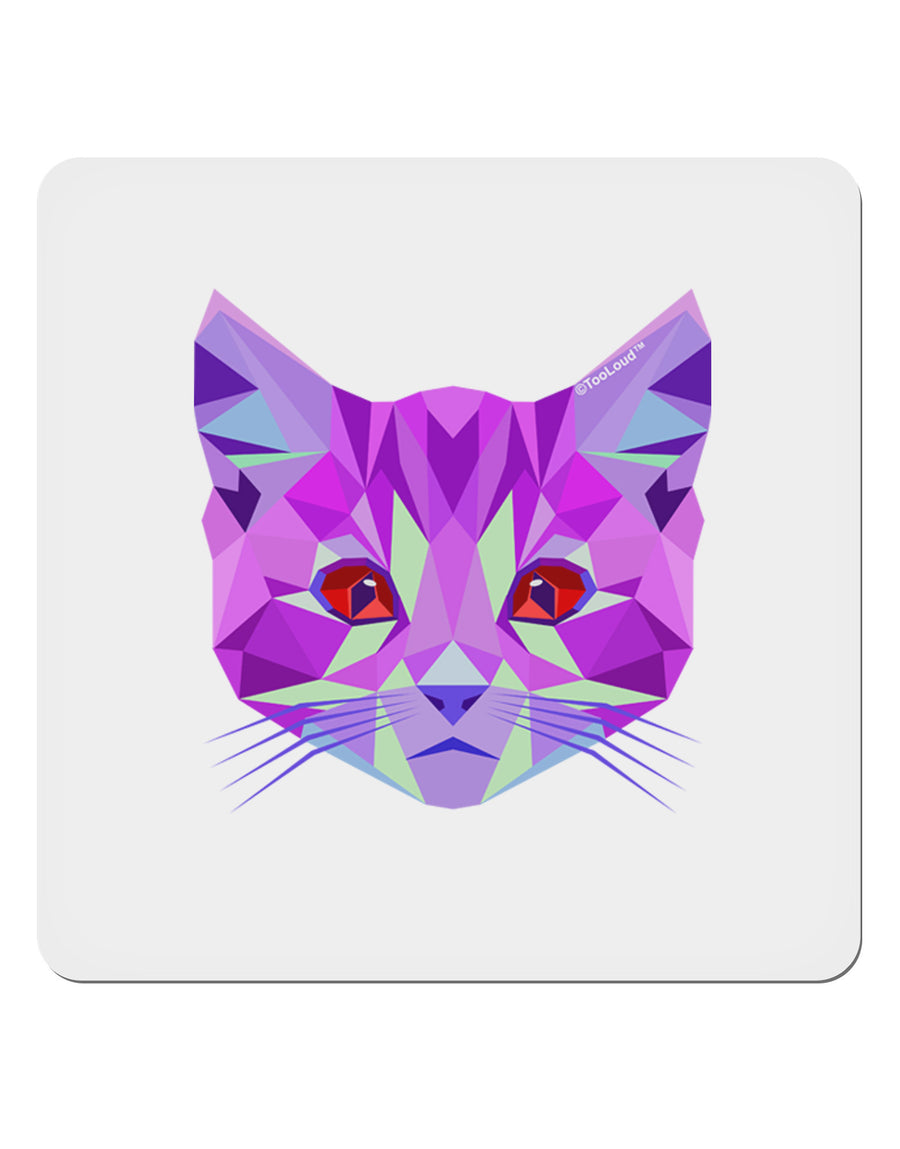 Geometric Kitty Purple 4x4&#x22; Square Sticker-Stickers-TooLoud-1-Davson Sales