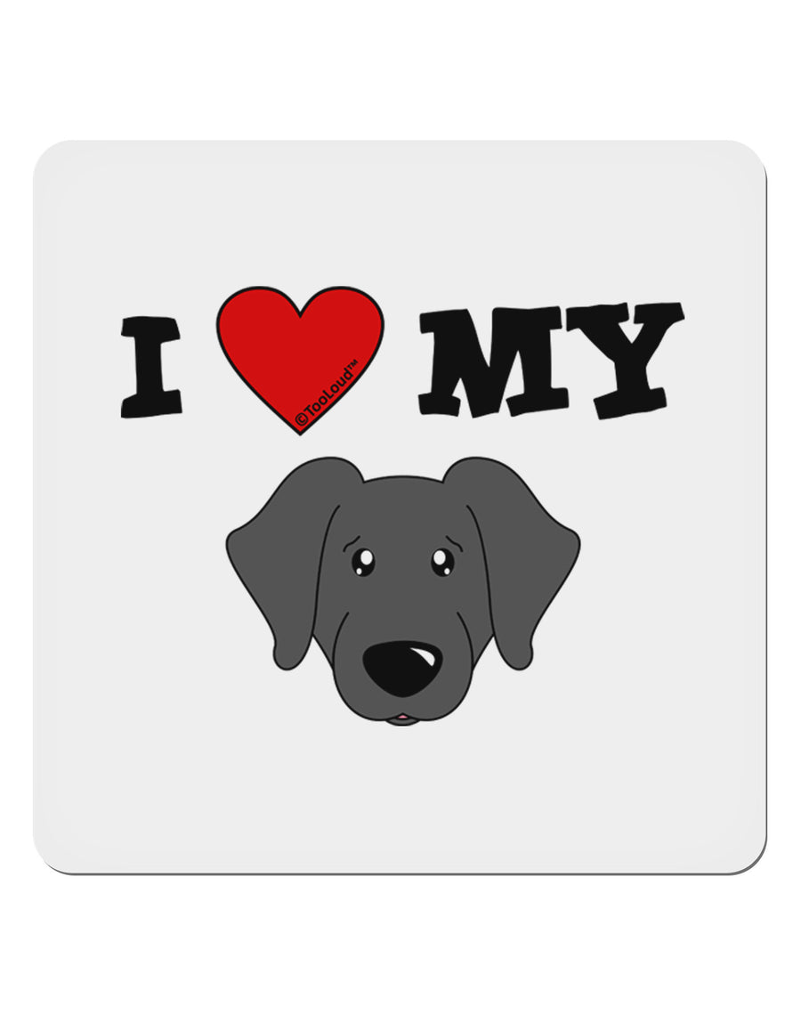 I Heart My - Cute Black Labrador Retriever Dog 4x4&#x22; Square Sticker 4 Pieces-Stickers-TooLoud-White-Davson Sales