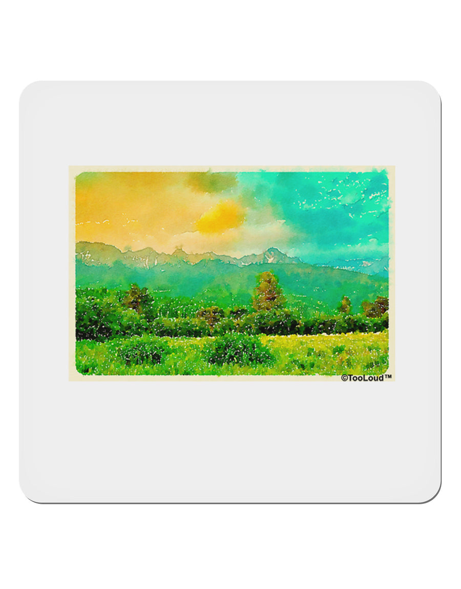 Mountain Sunset Watercolor 4x4&#x22; Square Sticker 4 Pieces-Stickers-TooLoud-White-Davson Sales