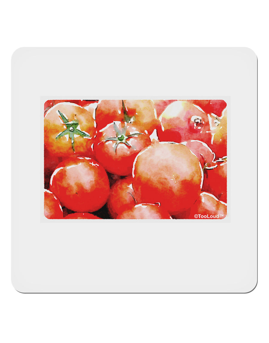 Watercolor Tomatoes 4x4&#x22; Square Sticker 4 Pieces-Stickers-TooLoud-White-Davson Sales