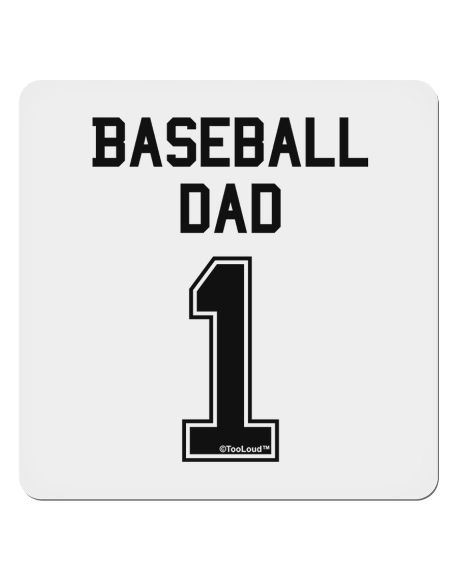 Baseball Dad Jersey 4x4&#x22; Square Sticker 4 Pieces-Stickers-TooLoud-White-Davson Sales