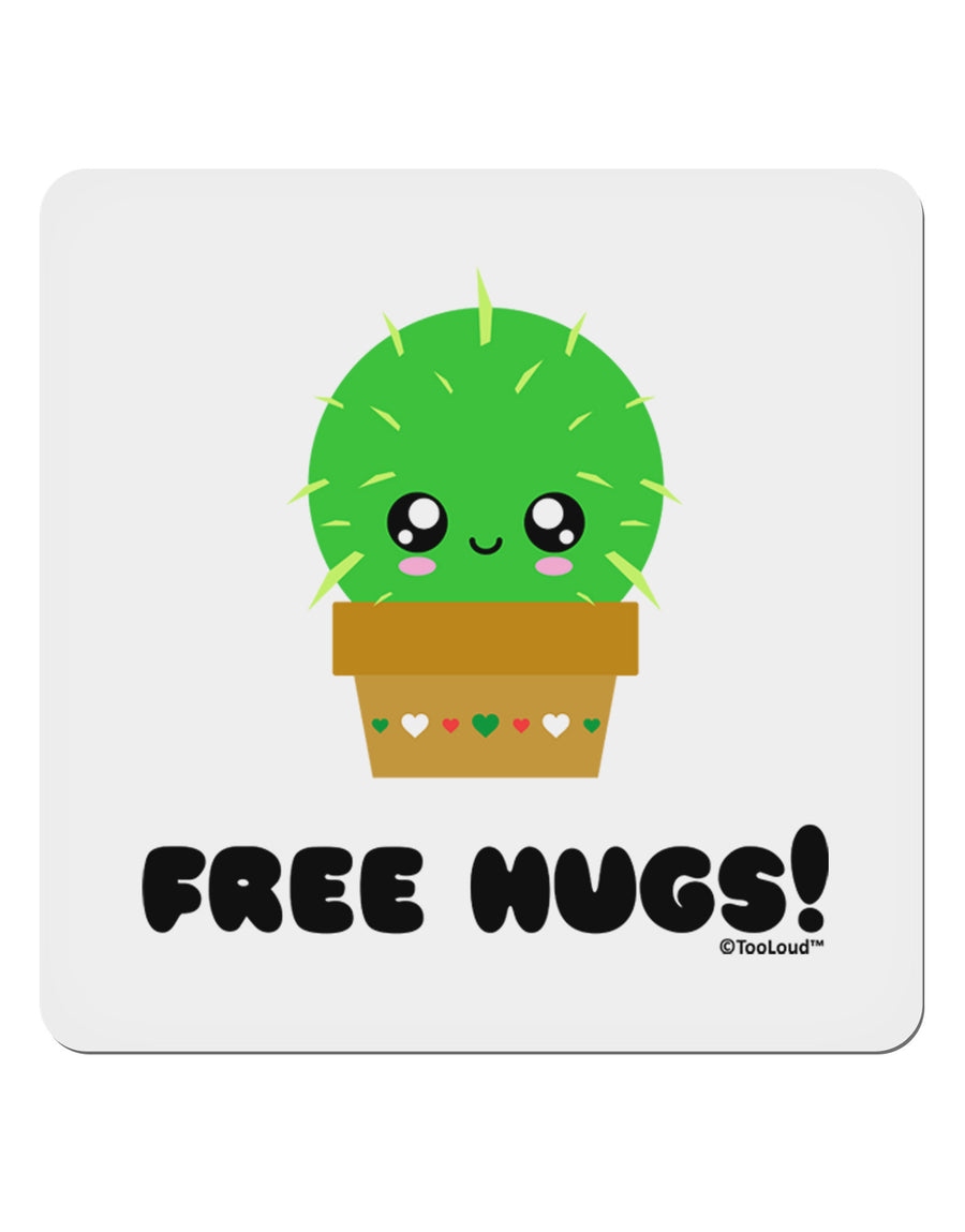 Cute Cactus - Free Hugs 4x4&#x22; Square Sticker 4 Pieces-Stickers-TooLoud-White-Davson Sales