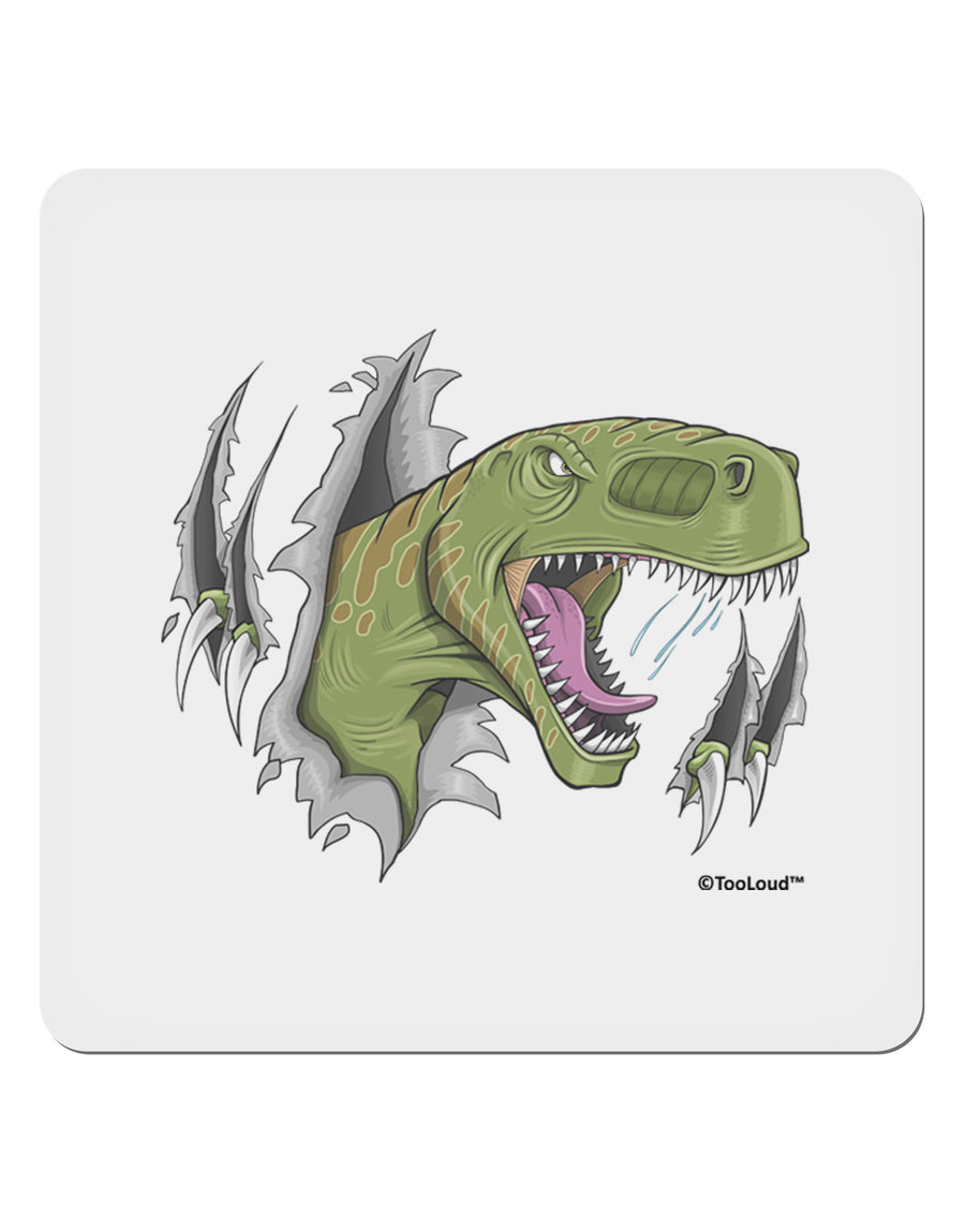 Green Dinosaur Breaking Free 4x4&#x22; Square Sticker 4 Pieces-Stickers-TooLoud-White-Davson Sales