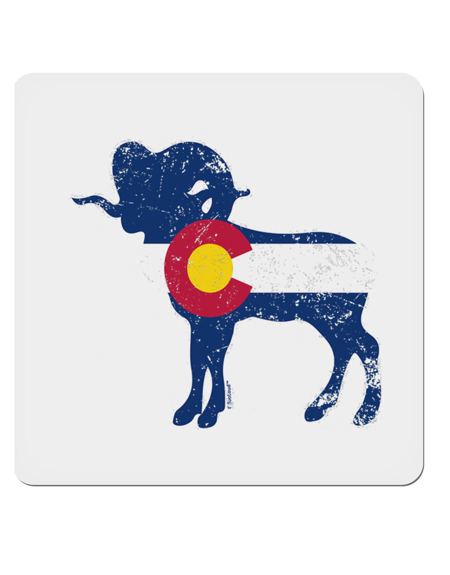 Grunge Rocky Mountain Bighorn Sheep Flag 4x4 Inch Square Stickers - 4 Pieces-Stickers-TooLoud-Davson Sales