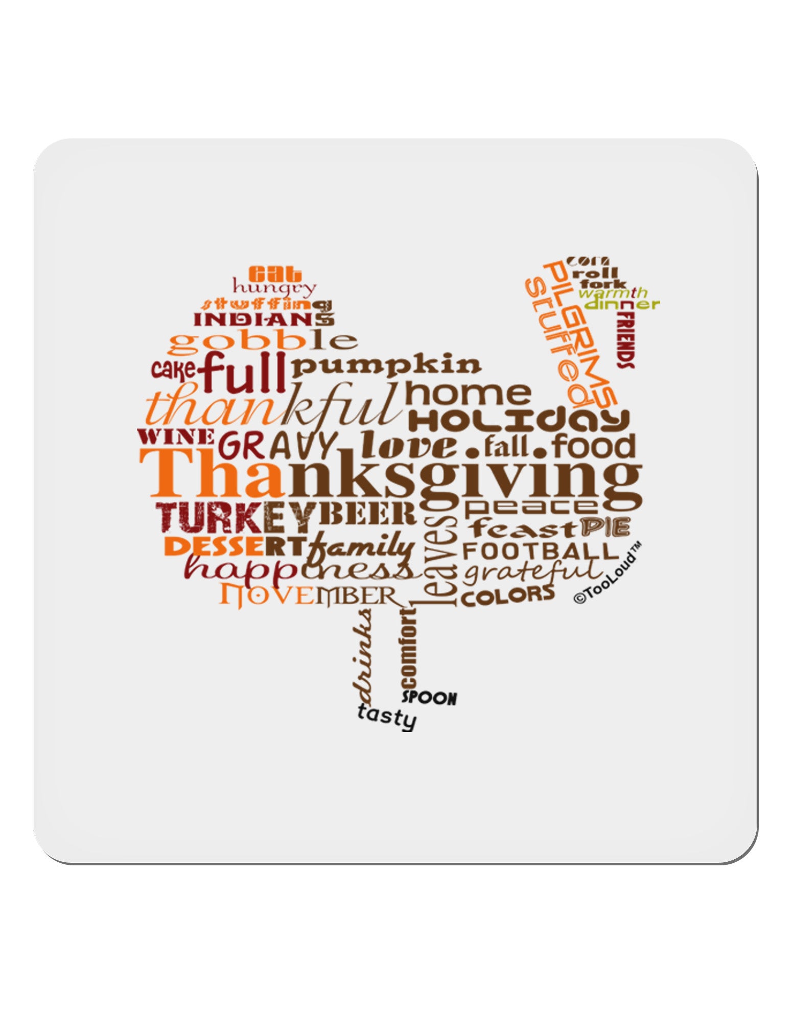 Turkey Typography 4x4&#x22; Square Sticker-Stickers-TooLoud-1-Davson Sales