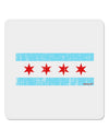 Distressed Chicago Flag Design 4x4&#x22; Square Sticker 4 Pieces-Stickers-TooLoud-White-Davson Sales