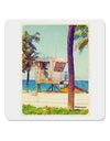 Lifeguard Station Watercolor 4x4&#x22; Square Sticker 4 Pieces-Stickers-TooLoud-White-Davson Sales