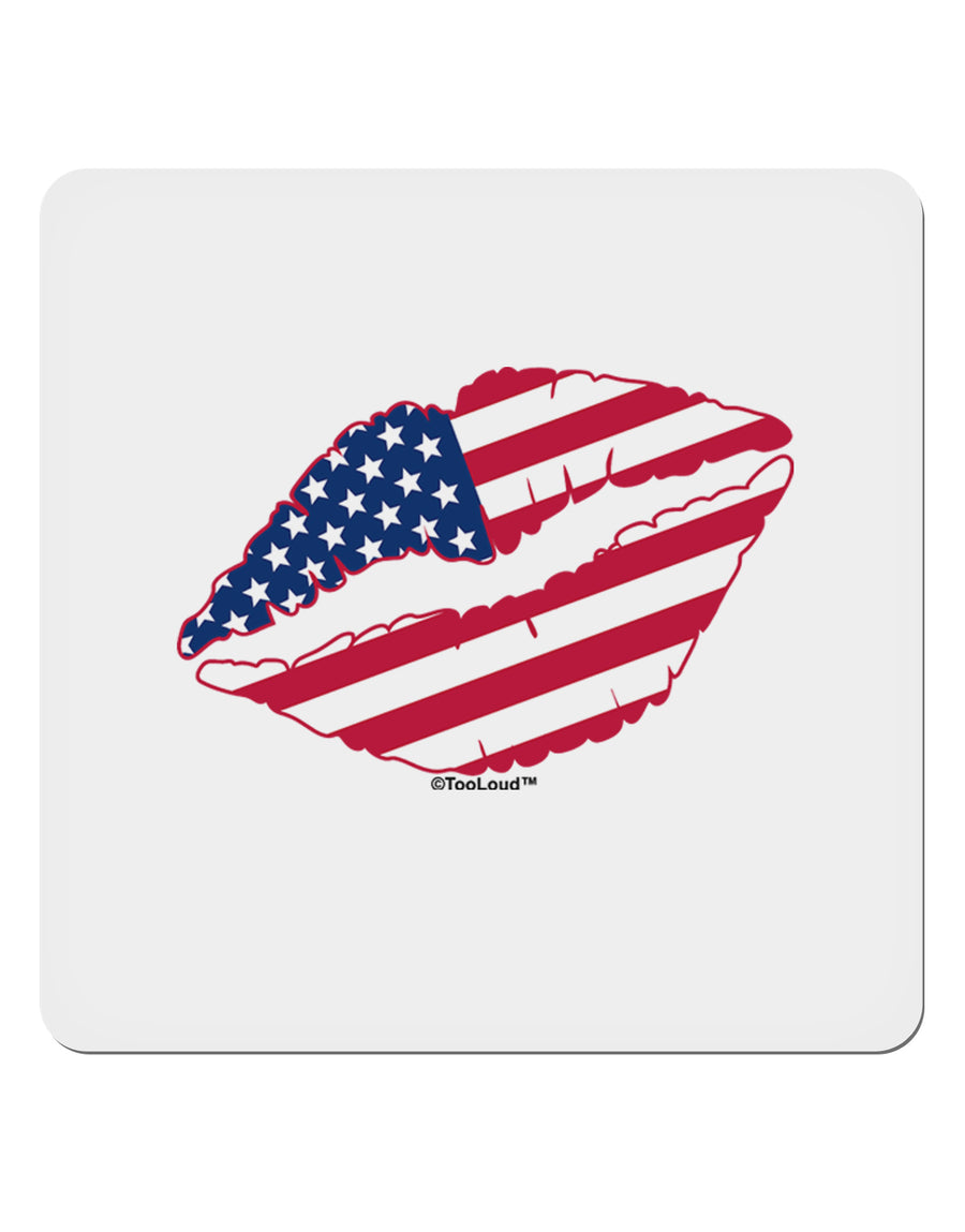 American Flag Lipstick 4x4&#x22; Square Sticker 4 Pieces-Stickers-TooLoud-White-Davson Sales