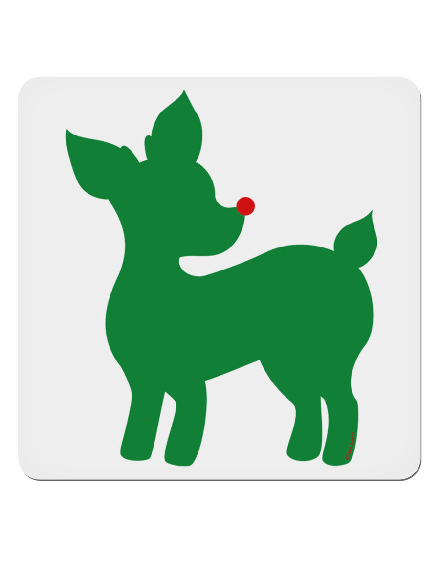 Cute Red and Green Rudolph - Christmas 4x4&#x22; Square Sticker 4 Pieces-Stickers-TooLoud-White-Davson Sales