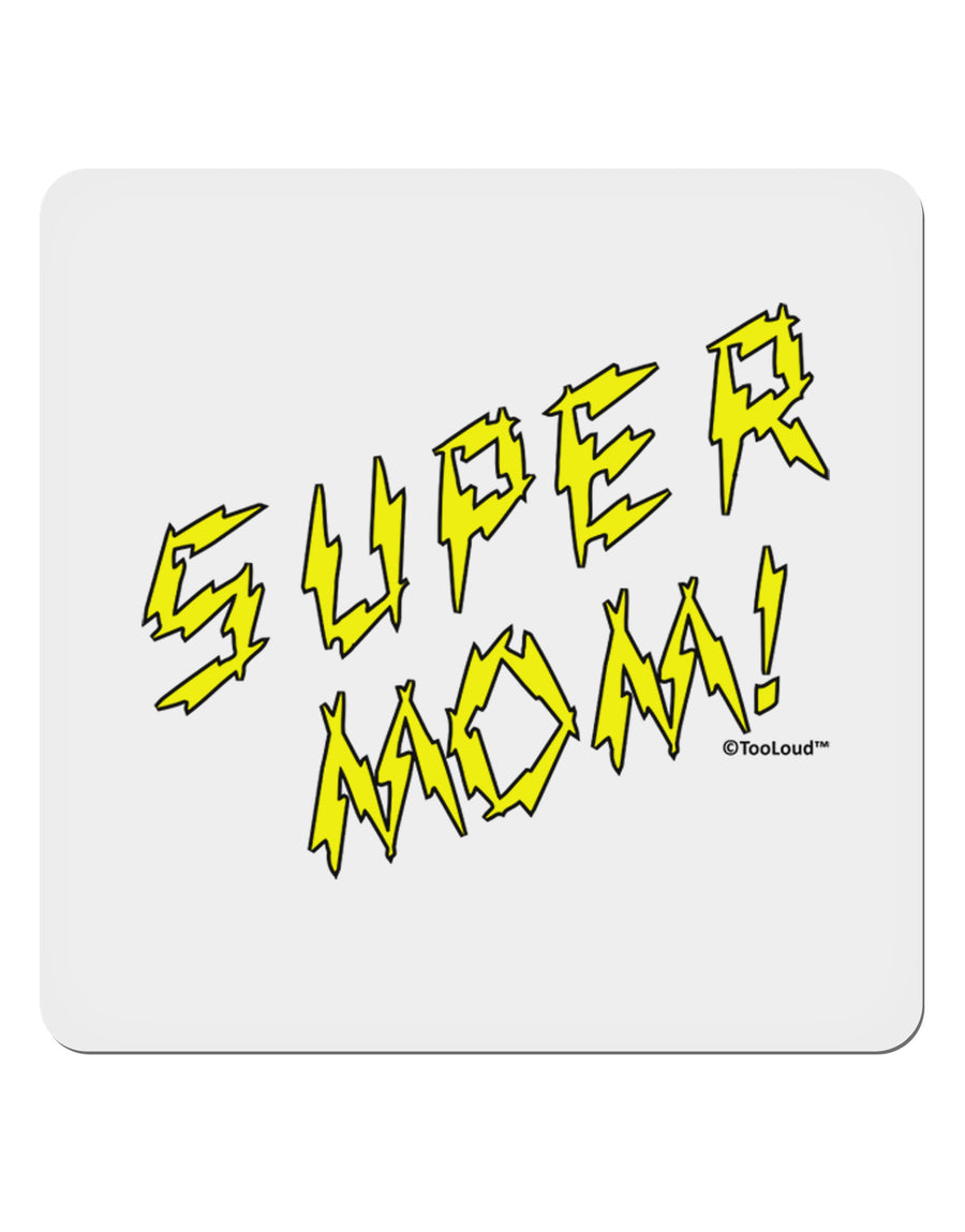 Super Mom - Lightening Bolt Design 4x4&#x22; Square Sticker 4 Pieces-Stickers-TooLoud-White-Davson Sales