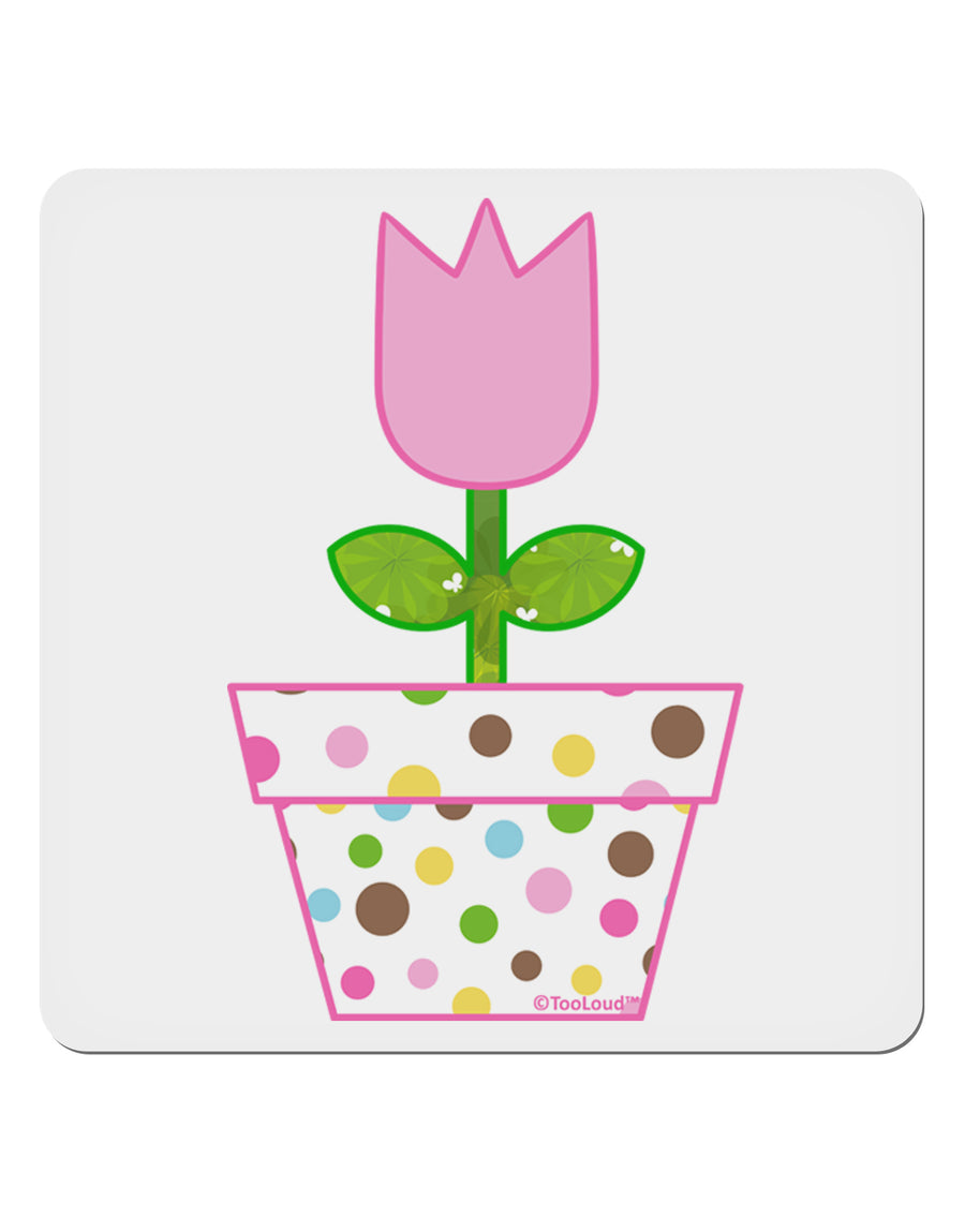 Easter Tulip Design - Pink 4x4&#x22; Square Sticker 4 Pieces-Stickers-TooLoud-White-Davson Sales