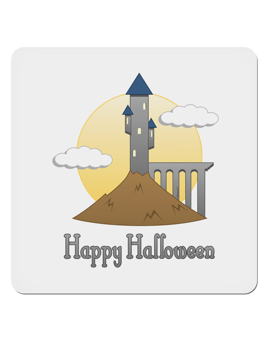 Moonlit Wizard Tower - Happy Halloween 4x4&#x22; Square Sticker 4 Pieces-Stickers-TooLoud-White-Davson Sales