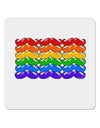 Rainbow Mustaches Gay Pride Flag 4x4&#x22; Square Sticker 4 Pieces-Stickers-TooLoud-White-Davson Sales