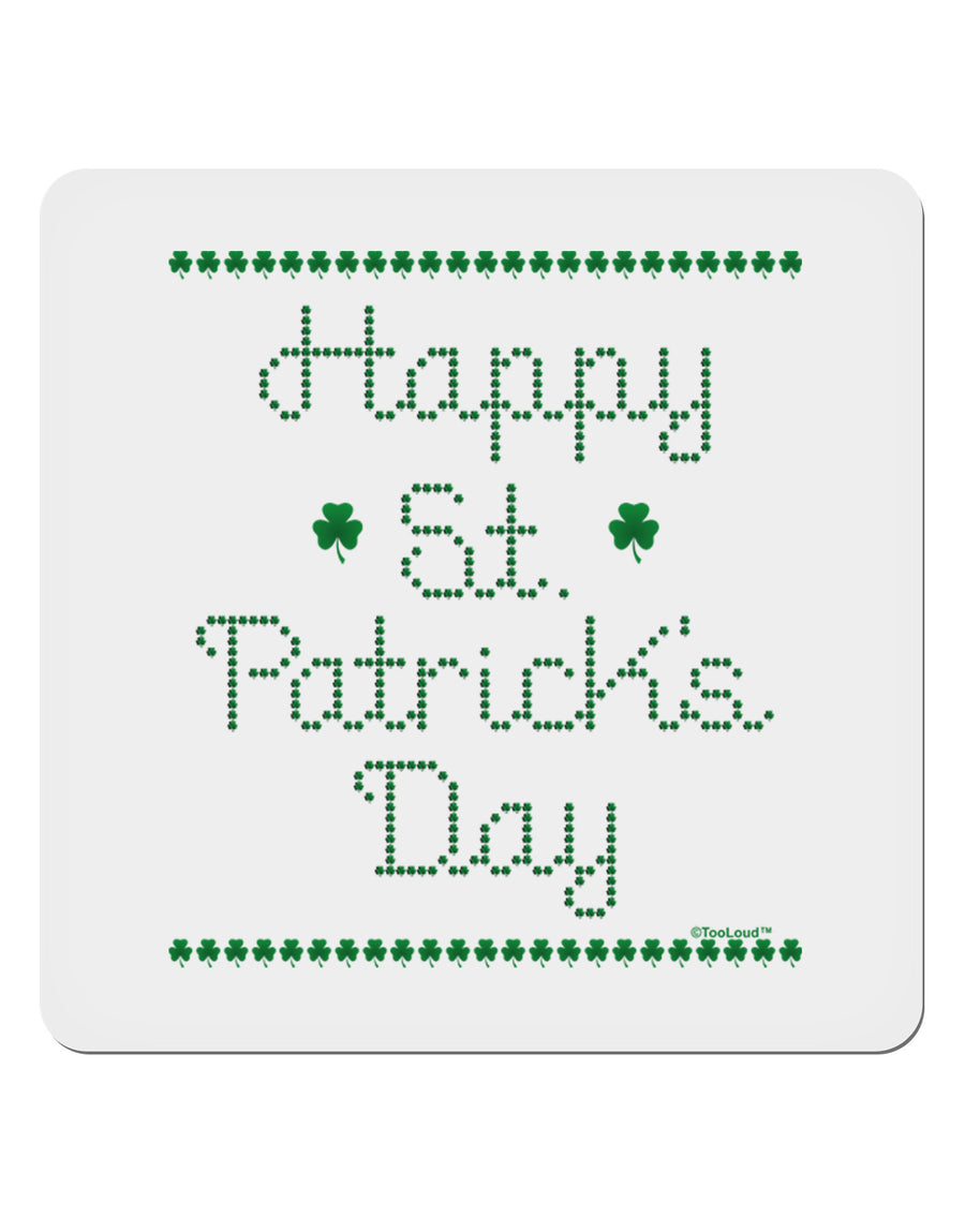 Happy St Patricks Day Clovers 4x4&#x22; Square Sticker-Stickers-TooLoud-1-Davson Sales