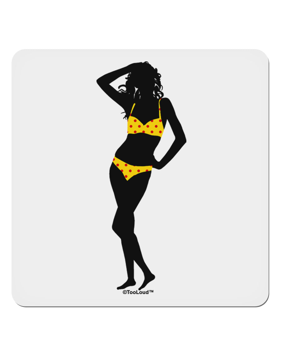 Polka Dot Bikini Shadow 4x4&#x22; Square Sticker 4 Pieces-Stickers-TooLoud-White-Davson Sales