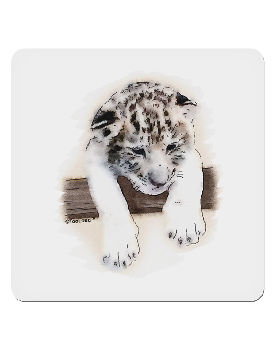 Leopard Cub 4x4&#x22; Square Sticker 4 Pieces-Stickers-TooLoud-White-Davson Sales