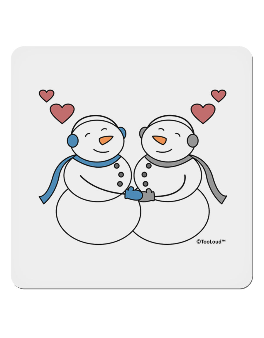 Cute Snowman Couple 4x4&#x22; Square Sticker 4 Pieces-Stickers-TooLoud-White-Davson Sales