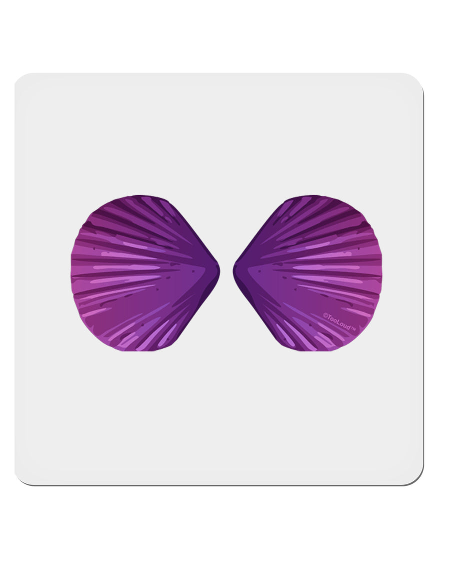 Mermaid Shell Bra Purple 4x4&#x22; Square Sticker-Stickers-TooLoud-1-Davson Sales