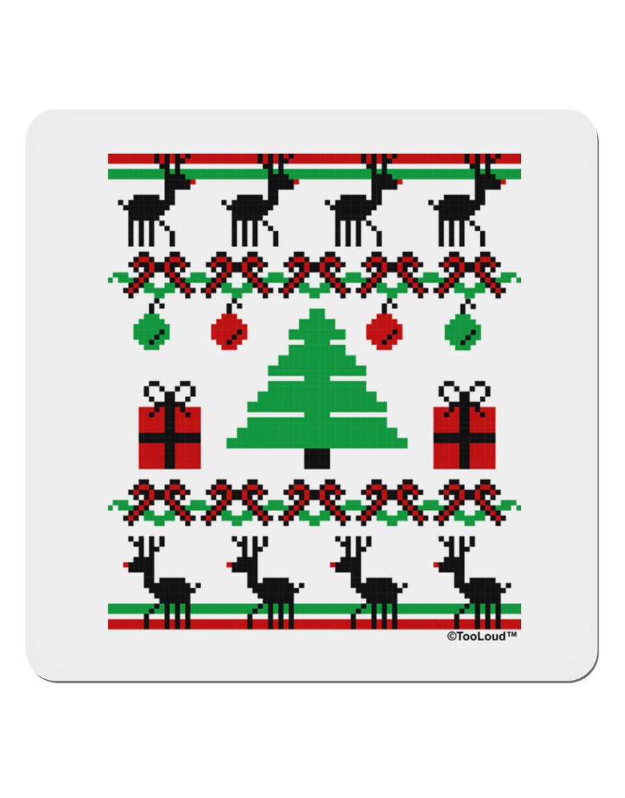 Tree with Gifts Ugly Christmas Sweater 4x4&#x22; Square Sticker-Stickers-TooLoud-1-Davson Sales