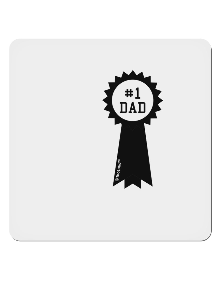 Number One Dad Award Ribbon 4x4&#x22; Square Sticker 4 Pieces-Stickers-TooLoud-White-Davson Sales