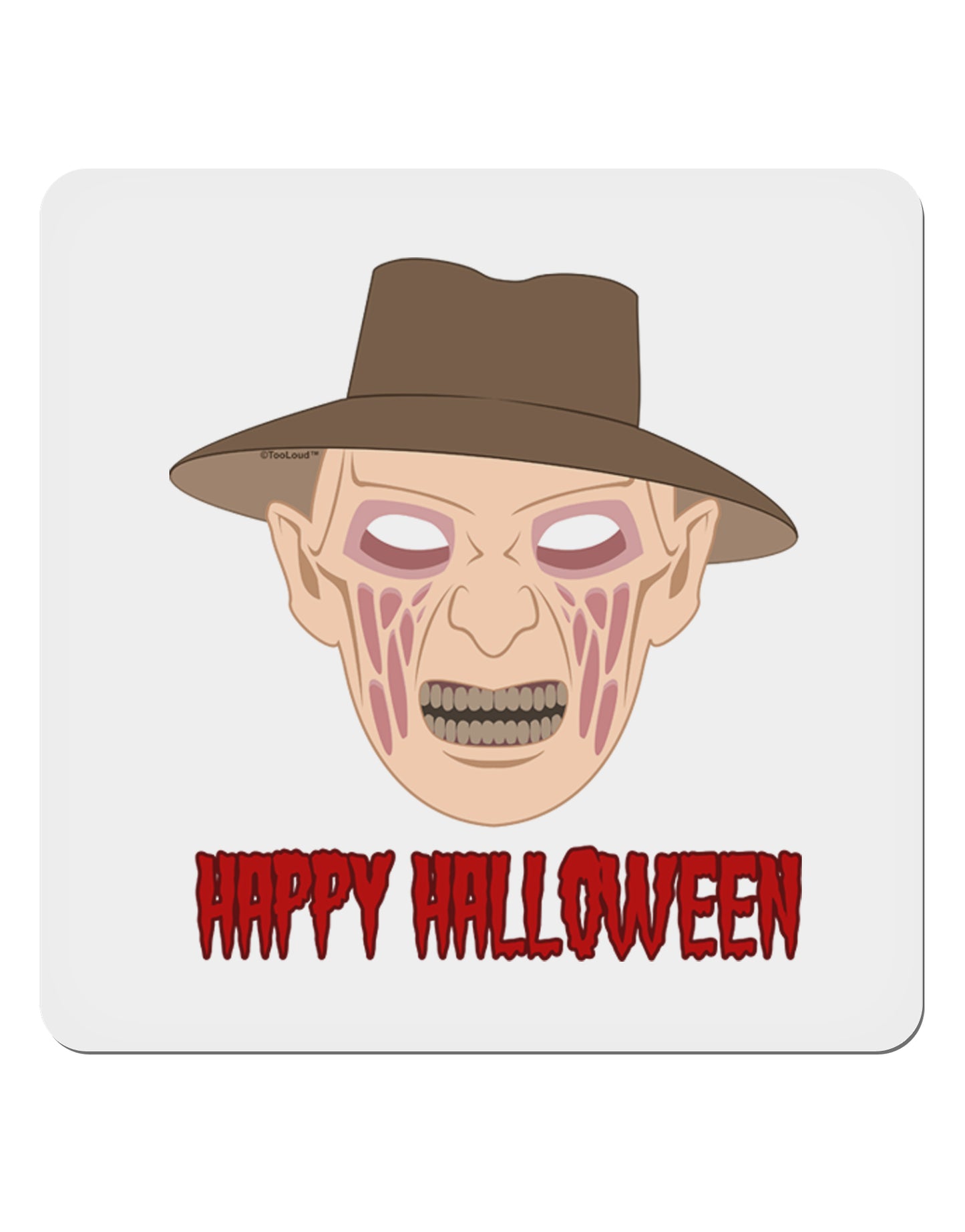 Scary Face With a Hat - Happy Halloween 4x4" Square Sticker 4 Pieces-Stickers-TooLoud-White-Davson Sales