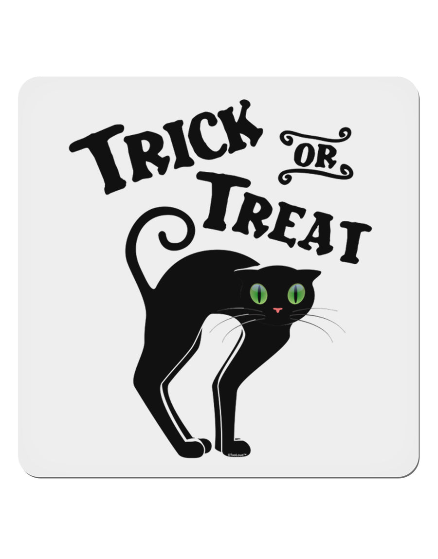 Trick or Treat Cute Black Cat Halloween 4x4&#x22; Square Sticker 4 Pieces-Stickers-TooLoud-White-Davson Sales