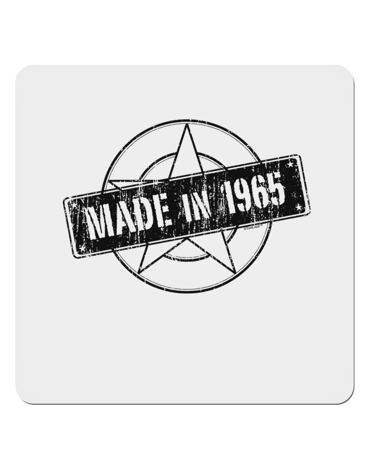 50th Birthday Made In Birth Year 1965 4x4&#x22; Square Sticker 4 Pieces-Stickers-TooLoud-White-Davson Sales