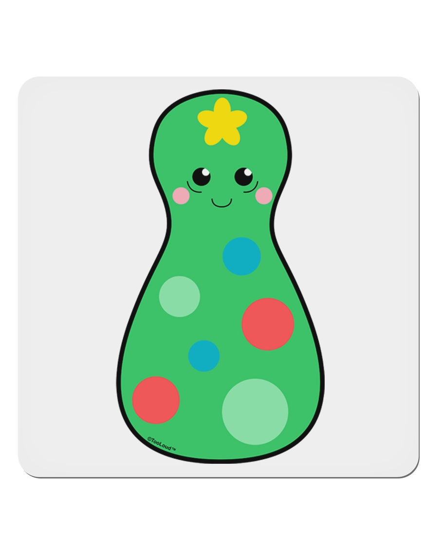 Cute Christmas Tree Matryoshka Nesting Doll 4x4&#x22; Square Sticker 4 Pieces-Stickers-TooLoud-White-Davson Sales