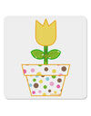 Easter Tulip Design - Yellow 4x4&#x22; Square Sticker 4 Pieces-Stickers-TooLoud-White-Davson Sales