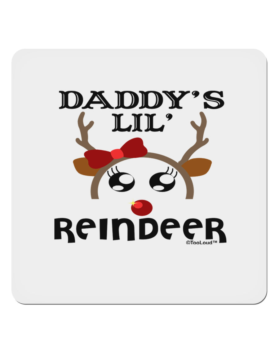 Daddy's Lil Reindeer Girl 4x4&#x22; Square Sticker-Stickers-TooLoud-1-Davson Sales