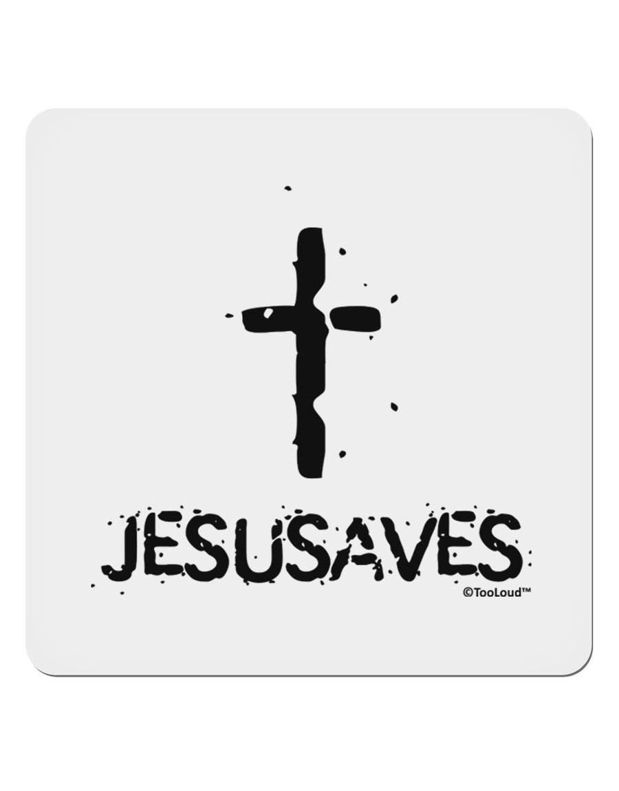 JESUSAVES - Jesus Saves Cross Design 4x4&#x22; Square Sticker 4 Pieces-Stickers-TooLoud-White-Davson Sales