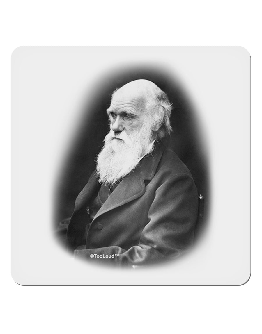 Charles Darwin Black and White 4x4&#x22; Square Sticker 4 Pieces-Stickers-TooLoud-White-Davson Sales