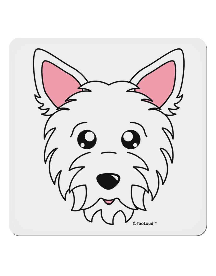 Cute West Highland White Terrier Westie Dog 4x4&#x22; Square Sticker 4 Pieces-Stickers-TooLoud-White-Davson Sales