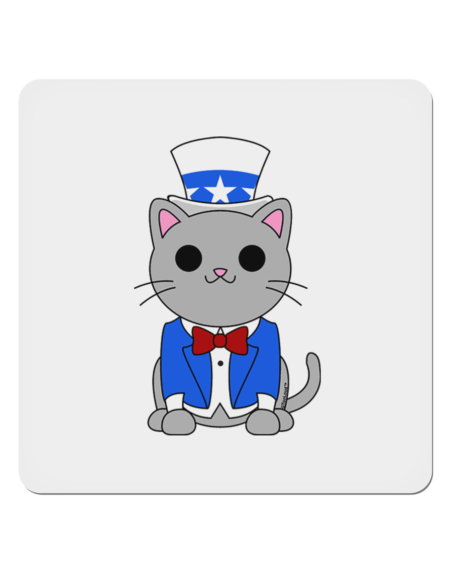 Patriotic Cat 4x4&#x22; Square Sticker 4 Pieces-Stickers-TooLoud-White-Davson Sales