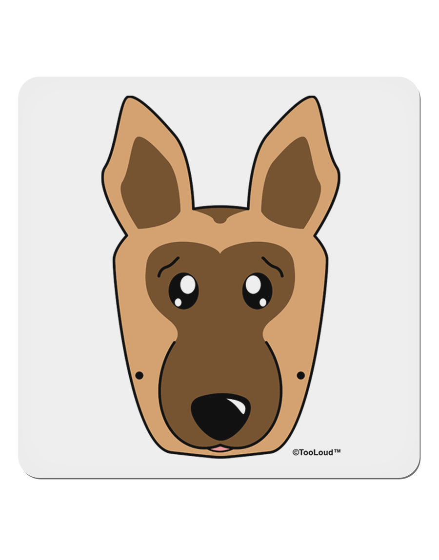 Cute German Shepherd Dog 4x4&#x22; Square Sticker 4 Pieces-Stickers-TooLoud-White-Davson Sales