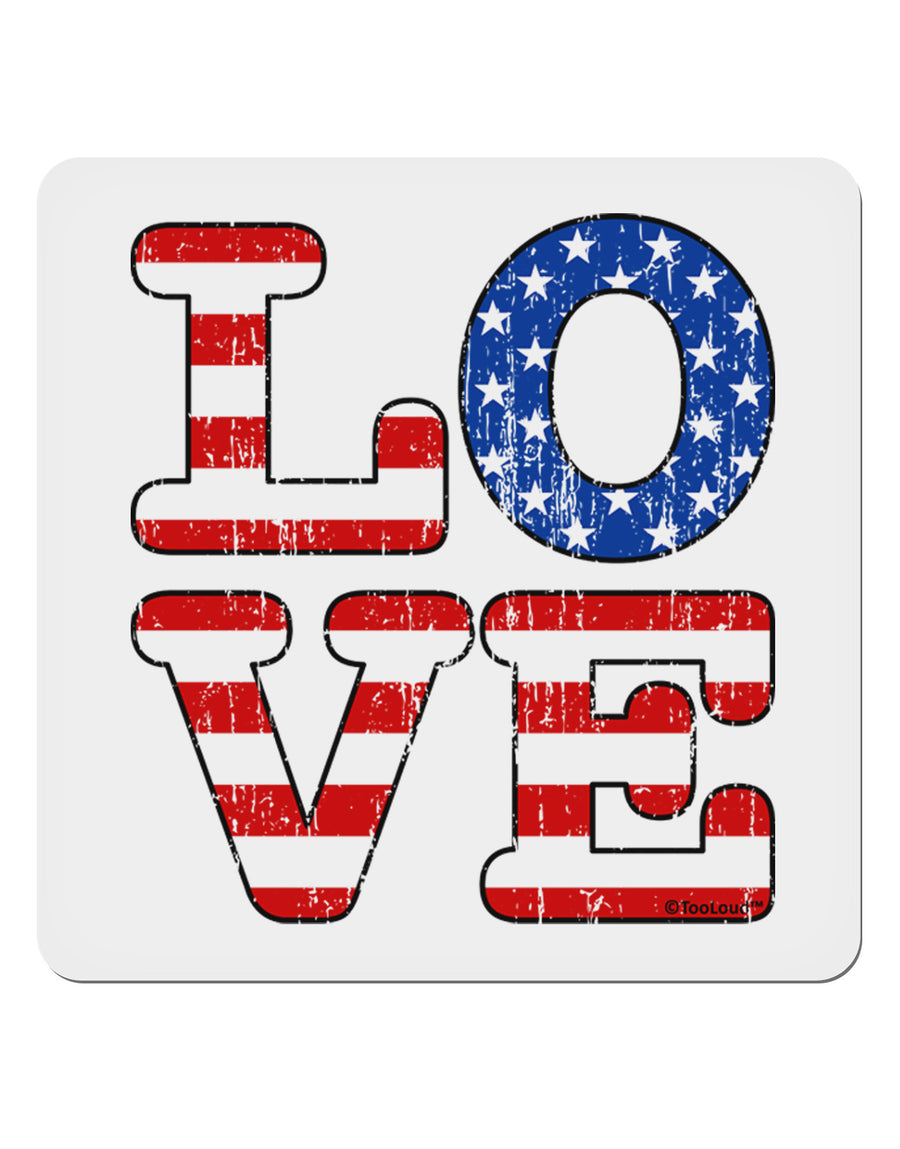 American Love Design - Distressed 4x4&#x22; Square Sticker 4 Pieces-Stickers-TooLoud-White-Davson Sales