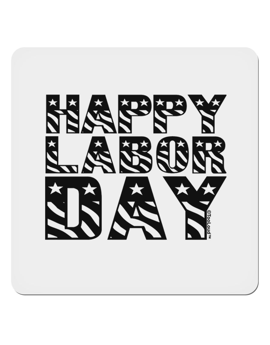 Happy Labor Day Text 4x4&#x22; Square Sticker 4 Pieces-Stickers-TooLoud-White-Davson Sales