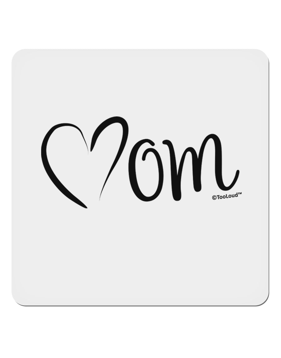 Mom with Brushed Heart Design 4x4&#x22; Square Sticker 4 Pieces-Stickers-TooLoud-White-Davson Sales