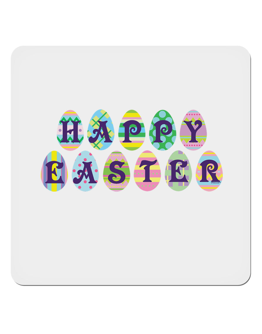 Easter Eggs Happy Easter 4x4&#x22; Square Sticker 4 Pieces-Stickers-TooLoud-White-Davson Sales