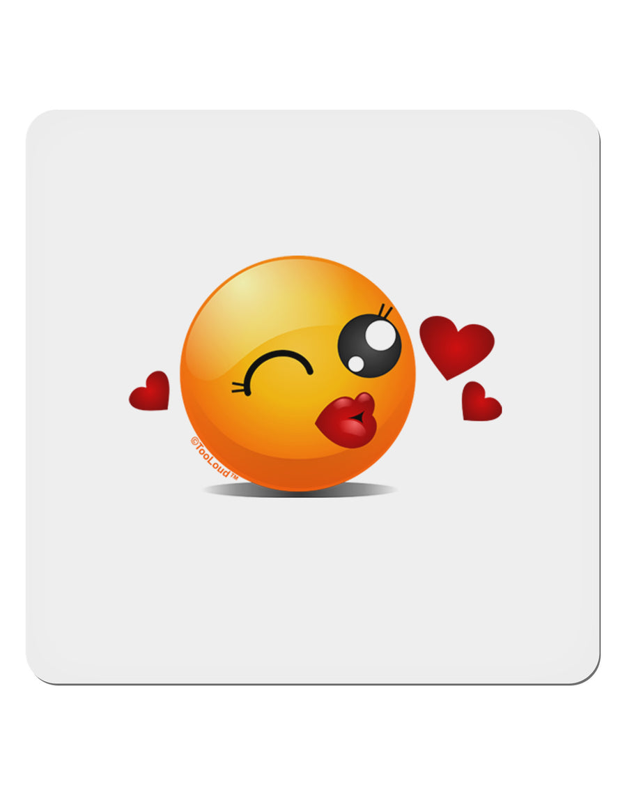 Kissy Face Emoji Girl 4x4&#x22; Square Sticker-Stickers-TooLoud-1-Davson Sales