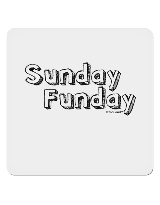 Sunday Funday Text Design 4x4&#x22; Square Sticker 4 Pieces-Stickers-TooLoud-White-Davson Sales