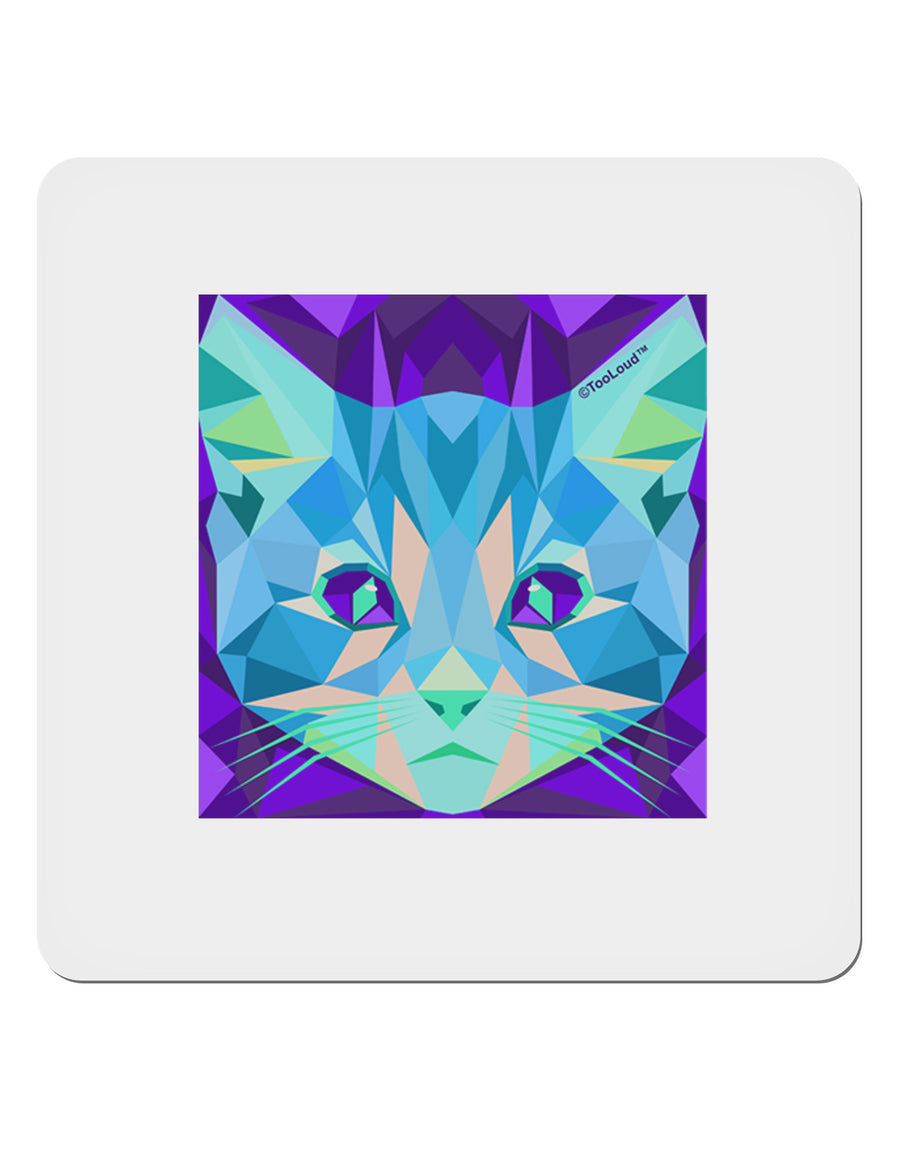 Geometric Kitty Inverted 4x4&#x22; Square Sticker-Stickers-TooLoud-1-Davson Sales