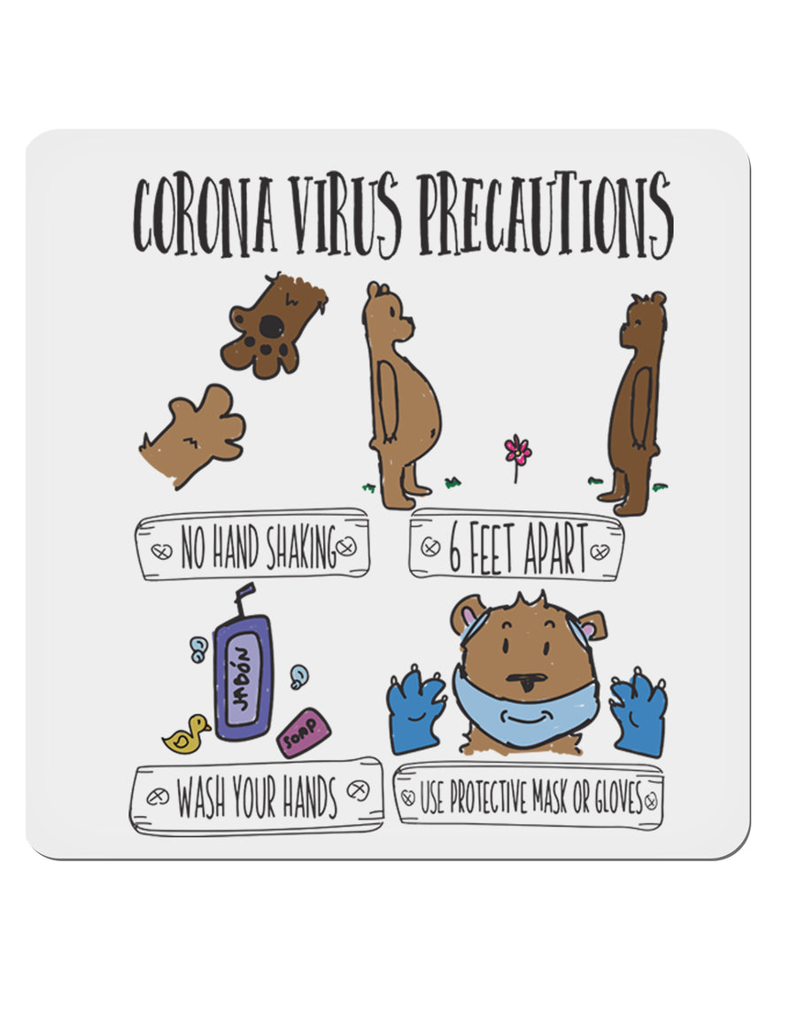 Corona Virus Precautions 4x4 Inch Square Stickers - 4 Pieces-Stickers-TooLoud-Davson Sales
