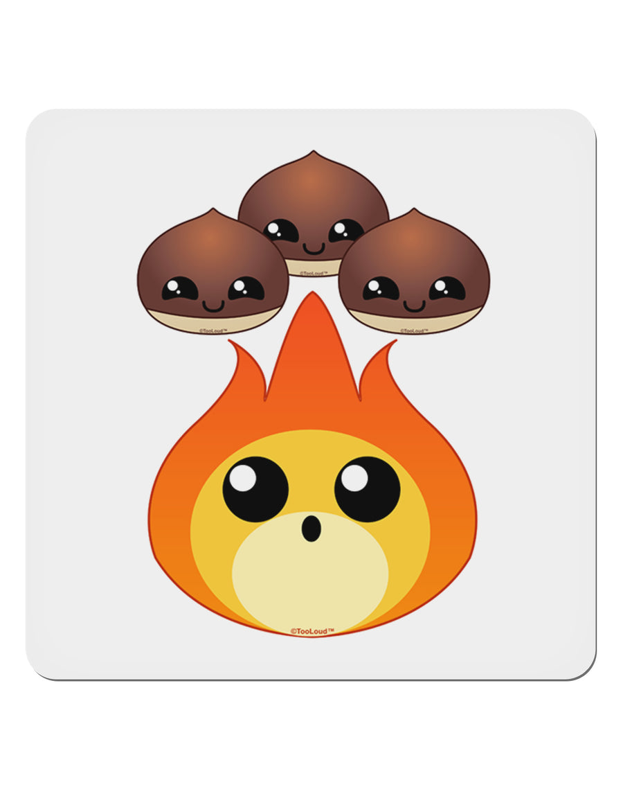 Cute Chestnuts Roasting - Christmas 4x4&#x22; Square Sticker 4 Pieces-Stickers-TooLoud-White-Davson Sales