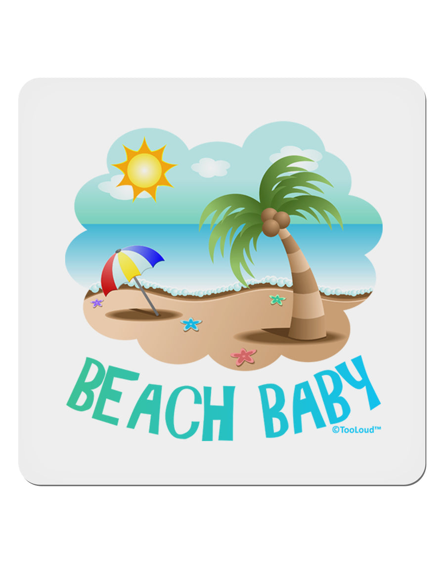 Fun Summer Beach Scene - Beach Baby 4x4&#x22; Square Sticker 4 Pieces-Stickers-TooLoud-White-Davson Sales