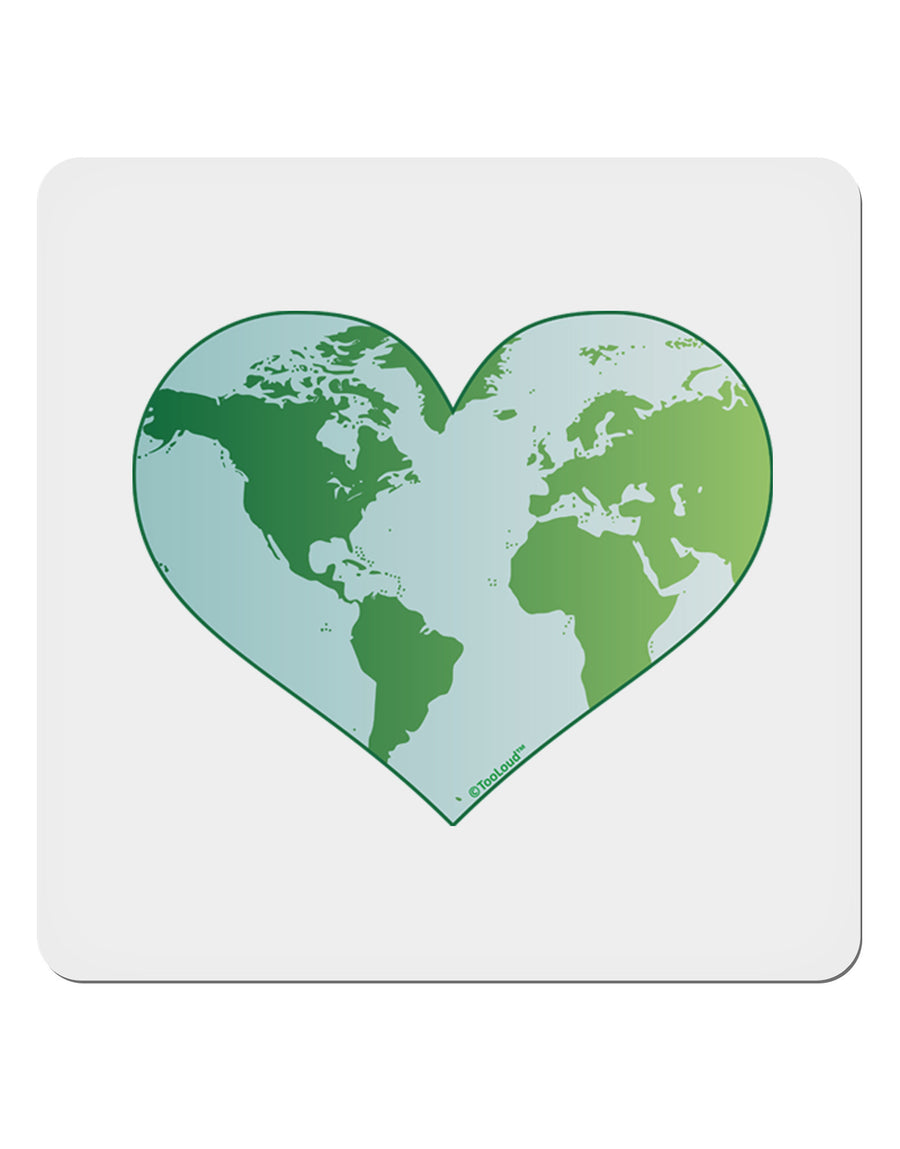 World Globe Heart 4x4&#x22; Square Sticker 4 Pieces-Stickers-TooLoud-White-Davson Sales