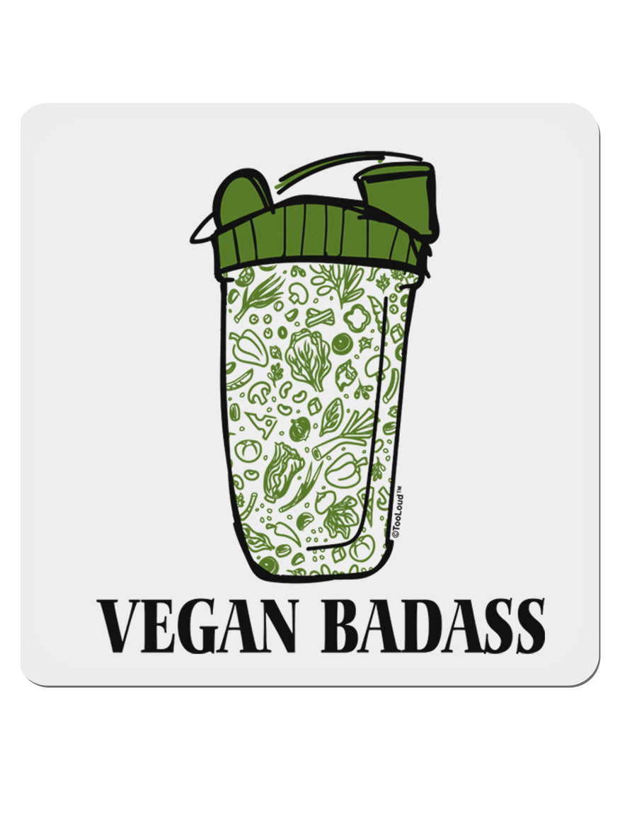 Vegan Badass Bottle Print 4x4 Inch Square Stickers - 4 Pieces-Stickers-TooLoud-Davson Sales
