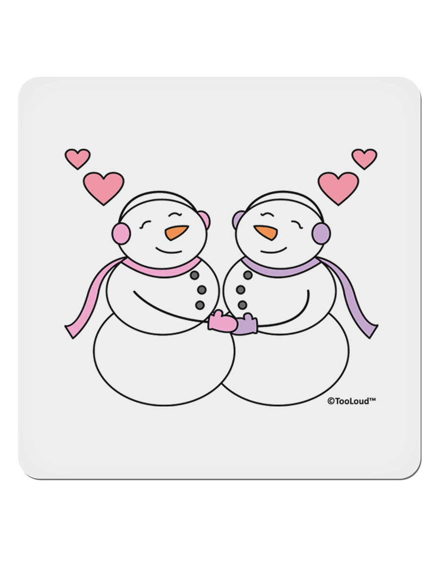 Cute Snowwoman Couple 4x4&#x22; Square Sticker 4 Pieces-Stickers-TooLoud-White-Davson Sales